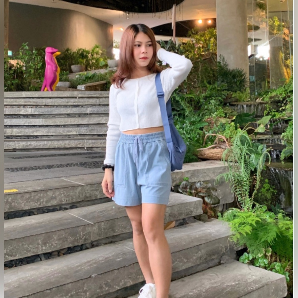 NWT Uniqlo Light Blue Women's Denim Jersey Shorts, Sz: L
